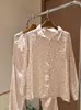 Ropa de casa de gasa de doble capa, suave y acogedora, con estampado de fresas y conejos, cárdigan de cuello solapa, ropa de estar de manga larga