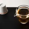 Taza de té de vidrio de borosilicato alto hecho a mano, engrosada, estilo japonés, jarra de té transparente, divisor de té de alto valor, pico, taza de té, vidrio resistente al calor