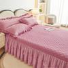 Saia de cama de renda dupla de algodão peça única 1,8 m 2 algodão antiderrapante acolchoado algodão engrossado colcha capa de cama lençol