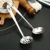 Cucharón de sopa de acero inoxidable con punta afilada y mango largo, cuchara no magnética para hot pot, cucharón grande de cocina, colador de sopa, utensilio de cocina