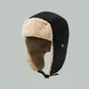 Estilo Popular Europeo y Americano Unisex Otoño e Invierno Cortavientos y Cálido Lona Sombrero Lei Feng, Logo Personalizable, Forrado de Polar y Orejeras Engrosadas