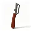 Pelador multifuncional de acero inoxidable para cebolletas, raspador de cocina para frutas y verduras con mango de madera, cuchillo para caña de azúcar