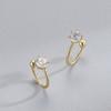 Clip para oreja de diamante de seis garras de plata esterlina S925 sin orificios para las orejas, moda japonesa y coreana, elegante, personalizado, chapado en oro, ligero, de lujo, estilo ins para mujer