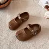 Zapatos Mary Jane con estampado de leopardo para niña, nueva colección de otoño, estilo retro, suela blanda, zapatos pequeños de piel, zapatos de princesa para niños, zapatos planos