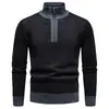 Amazon Cross Outono/Inverno Novo Suéter Espesso Masculino com Meio Zíper e Forro de Fleece Tamanho Grande Camada Base Casual