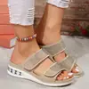 Pantuflas de Tacón de Cuña para Mujer 2024 Verano Nuevo Estilo Sandalias Casuales de Suela Gruesa Talla Grande Zapatos de Exportación Pantuflas de Ocio