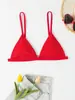 Comercio exterior europeo y americano 2027 nuevo traje de baño de dos piezas de verano para mujer, color liso, cuello de amarre, cintura alta, top de bikini sexy