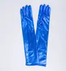 Luvas Elásticas de Couro Envernizado Escuro Femininas 43cm para Trajes de Performance Cosplay Ópera Noturna Transfronteiriça