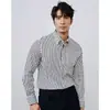 Camisa Social Masculina de Outono Slim Casual Antirrugas Sem Ferro Listrada Jaqueta de Manga Longa Masculina Top