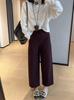 Pantalones de Algodón de Titanio de Alta Calidad Antiarrugas Crujientes de Globo Estilo Abuela Cintura Alta Adelgazantes Casuales para Mujer Otoño 2025