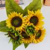 Ramo de flores artificiales de girasol de fábrica flores falsas al por mayor boda mano sosteniendo flores de seda girasol flores de decoración para el hogar