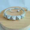 Pulsera tejida multicolor cuadrada transfronteriza Lapislázuli Amatista Ojo de Tigre Pulsera tejida Pulsera tejida piramidal