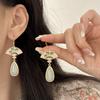 Pendientes Abanico, Pendientes Estilo Palacio Estilo Chino, Pendientes Estilo Antiguo para Cheongsam y Hanfu, Clips para Orejas Forma de Espiral Antimosquitos, Pendientes Estilo Chino
