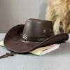 Hebilla de Remache para Cinturón de Piel de Vaca Sombrero Jazz para Hombres y Mujeres Primavera, Verano y Otoño Viajes al Aire Libre Sombrero para el Sol Ala Ancha Sombrero de Vaquero Occidental de Xizang
