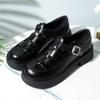 Sapatos de salto grosso de camada única para mulheres primavera e outono saltos altos plataforma sapatos de couro sapatos femininos de boca profunda com cadarço sapatos confortáveis para mães