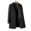 Gabardina transfronteriza para hombre para otoño e invierno, con cuello de solapa, de longitud media, cinturón desmontable, adecuada para negocios casual de mediana edad y vestimenta formal, moderna