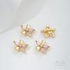 Zircon floret 14K saco de ouro rosa em forma de flor dupla linha de três fileiras de contas espaçador de três furos DIY corda pérola pulseira acessórios