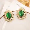 Pendientes Ovalados Geométricos Vintage Pendientes de Moda Exagerados Estilo Retro Pendientes de Lujo Ligero de Alta Gama para Mujer