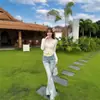 7087 # Look leve e atraente para o início do outono: novo cardigã fino, blusa de manga comprida com proteção solar