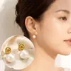 Pendientes de Perla Personalizados de Lujo Ligero Transfronterizos, Joyería para Orejas que No se Desvanece para Mujer, Diseño de Nicho, Set de Alta Gama Estilo Francés al por Mayor