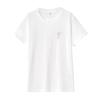 Bordado de Orquídea Blanca Transfronterizo 2024 Nuevo Suave Estudiante Manga Corta Camiseta Mujer Holgada 100% Algodón Top de Media Manga