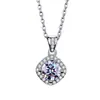 Collar de 1 quilate para mujer cadena de clavícula completamente de diamante suministro en vivo fabricantes lote diamante flash cabello seis garras cuadrado diamante circonita collar