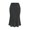 Saia Longa Nova de Verão com Bolinhas, Cintura Alta, Cauda de Peixe, Caimento Elegante em Cetim, Ajustada ao Corpo, Saia Midi em Linha A que Adere ao Quadril