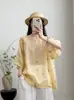 Blusa de Lino Bordada Artística Estilo Nuevo Verano 2026, Corte Holgado, Delgada, Manga Tres Cuartos, Venta al por Mayor