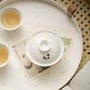 Moji todas las cosas lindas pintado a mano panda cubierta Tazón Jade barro porcelana blanca hogar juego de té kung fu Tazón de té lindo