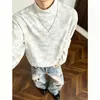 Nova Moda Outono Masculina Casual Camiseta, Gola Alta Meia-Calça Tie-Dye Canelada DeRong Tamanho Grande Manga Longa Camisa Básica