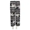 Pantalones de Verano Finos de Seda de Hielo Anti-Mosquitos para Mujeres de Mediana Edad y Mayores, Hogar Casual, Suministro Transfronterizo, Rectos de Cintura Alta, Estilo Mamá, Estampado de Flores