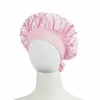 Gorrito de Satén para Dormir Infantil de Venta Caliente en Amazon Protección del Cabello Color Sólido Ala Ancha Elástico Cola Larga Adorno de Cinta Sombrero Largo de Alto Valor