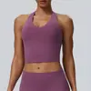Top Regata Yoga Decote V Profundo Europeu e Americano para Mulheres Alta Elasticidade Tipo Nuvem Top Esportivo com Bojos Fitness Corrida Costas Bonitas 62125