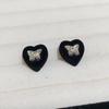 Pendientes de Terciopelo con Lazo de Corazón Geométrico Simple, Diseño de Nicho Lindo y de Moda, Pendientes de Moda Versátiles de Lujo Ligero