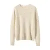 Suéter de punto 100% cachemir puro con cuello redondo para mujer, nueva colección otoño/invierno, corte holgado, engrosado para el calor, estilo pullover