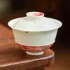 Tazón Cubierto Flor de Rosa Pintada a Mano con Chispas Doradas Taza de Té Individual Juego de Té Kung Fu de Alta Gama Juego de Té Taza de Té de Cerámica con Tapa Taza de Té
