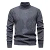 Oferta Especial Empuje Principal 2026 Otoño/Invierno Suéter Casual Grueso de Terciopelo para Hombre Jacquard Cuello Alto Cálido Tejido Base Camiseta Hombre