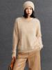Suéter de Cashmere 100% Puro Feminino Gola Redonda Escovado Moda Solto Casual Elegante Outono e Inverno Novo Estilo Old Money