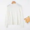 Suéter Térmico de Lana de Nuevo Estilo para Mujer, Cuello Redondo Semi Alto, Suéter Térmico de Punto de Color Sólido, Suéter Fino de Lana Hilada Fina Hilo Yangzi