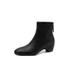 Botines cortos de moda estilo británico de 5 cm, nuevo modelo otoño e invierno 2026, puntera redonda, tacón grueso, cierre de cremallera en la parte trasera y botines para mujer