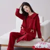 Pijama Animal del Año Rojo Grande para Mujer Primavera y Otoño 2025 Nuevo Algodón Puro Manga Larga Lujo Festivo Gama Alta Ropa de Casa