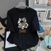 Camiseta de Manga Curta Transfronteiriça Masculina e Feminina Casual Estilo Hong Kong Gola Redonda Top Versátil Estilo Ins Solta Manga Curta Verão High Street Casal