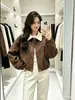 Chaqueta corta de solapa en color de contraste para mujer, nuevo estilo primavera y otoño 2026, popular y a la moda, chaqueta casual versátil para mujeres petite