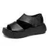 Sandalias de Mujer 2026 Primavera/Verano Nuevo Estilo Capa Superior Piel de Vaca de Caña Baja Suela Gruesa Cómodas Antideslizantes Peep-Toe de Velcro