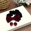 Pinza para el Cabello de Terciopelo con Lazo de Cereza, Goma para el Cabello, Anillo para Moño de Niña, Pasador Dulce, Accesorio para el Cabello