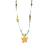 Collar de Mariposa de Cristal Chapado en Oro de Lujo con Diamantes y Perlas Doradas, Nueva Cadena para Suéter de Moda de Gama Alta Estilo Chino para Mujeres