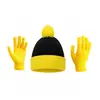 Gorro tejido de suministro exclusivo transfronterizo, gorro de hilo de color block, gorro tejido de invierno con pompón, gorro de Halloween, gorro de Navidad de color contrastante, tejido