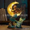 Luz de Noche Creativa Transfronteriza Diosa Luna Pájaro Estatua Retro Escena de Escritorio para el Hogar Decoración de Atmósfera