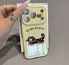 Capa de Celular Gato Bordado para Apple 17promax iPhone 16 Huawei Janela de Coração