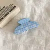 Pinza de acetato a cuadros fresca con flores de pedrería, estilo femenino, pinza para el cabello suave y versátil, dulce para estudiantes y para ir al trabajo
